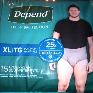 NEW 15 Men’s XL Depends fresh protection dry shield Disposable Underwear